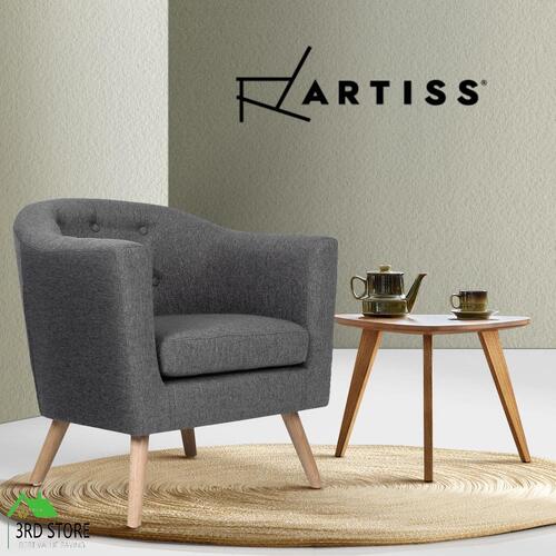 Artiss ADORA Armchair Tub Chair Single Accent Armchairs Sofa Lounge Fabric Grey