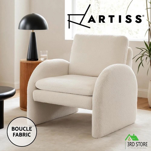 Artiss Armchair Accent Chair Lounge Tub Sofa Couch Curved Arm Seat Boucle White