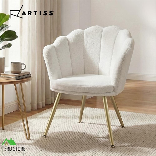 Artiss Armchair Lounge Accent Chair Retro Single Sofa Teddy Fleece White