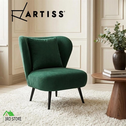 Artiss Armchair Accent Chair Lounge Tub Sofa Couch Corduroy Velvet Green