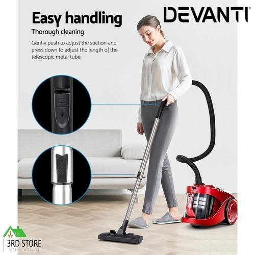 RETURNs Devanti Bagless Vacuum Cleaner 2200W Cyclone Cyclonic HEPA Filtration System Red
