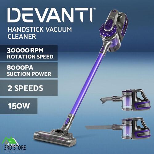 Devanti Handheld Vacuum Cleaner Cordless Stick Bagless 2-Speed Purple 150W