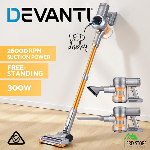 Devanti 300W Stick Vacuum Cleaner Cordless Self-Standing Golden