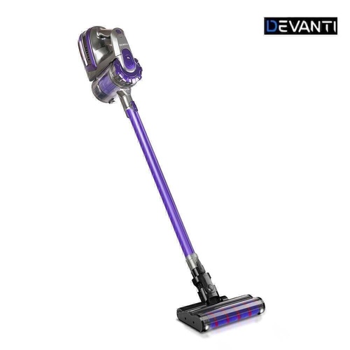 Devanti 150W Stick Handstick Handheld Cordless Vacuum Cleaner 2-Speed with Headlight Purple