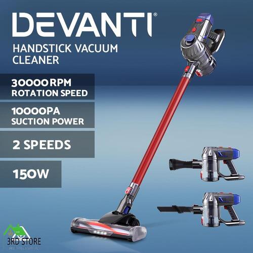 RETURNs Devanti Handheld Vacuum Cleaner Cordless Stick Handstick Vac Bagless 2-Speed Red