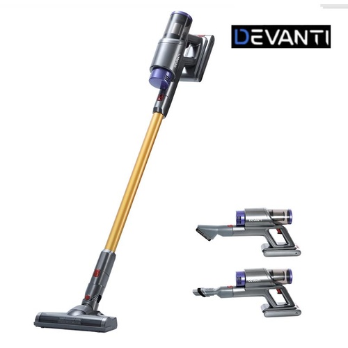 Devanti 150W Handheld Handstick Stick Vacuum Cleaner Cordless Vac Headlight Gold