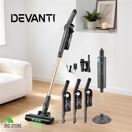 Devanti Cordless Vacuum Cleaner with Auto-Empty Dust Station 18kPa Suction, Grey