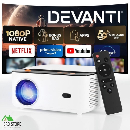 Devanti Video Project 4K 1080P Android 5G Wifi Home Cinema Screen Cast HDMI