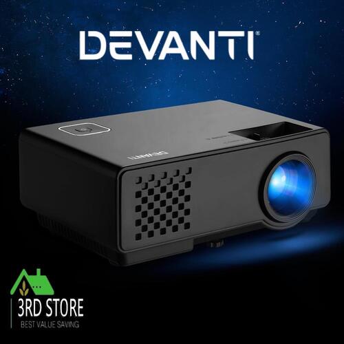 Devanti Mini Video Projector Wifi USB Portable 1000 Lumens HD 1080P Home Theater