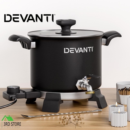Devanti 5L Wax Melter Candle Making 1200W Melting Pot Furnace Quick Pour Spout Soy Soap
