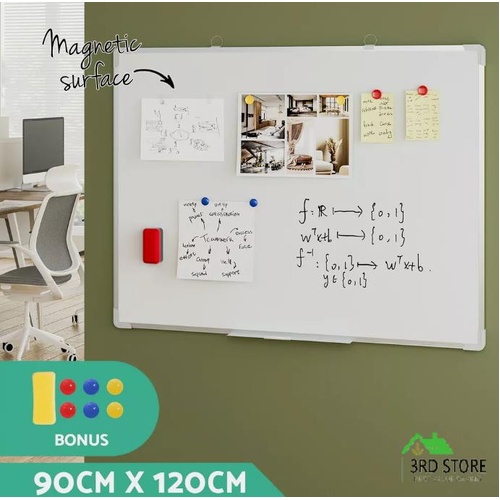 RETURNs Magnetic Whiteboard 90x120cm Erase Board Marker Eraser Tray Home Office School