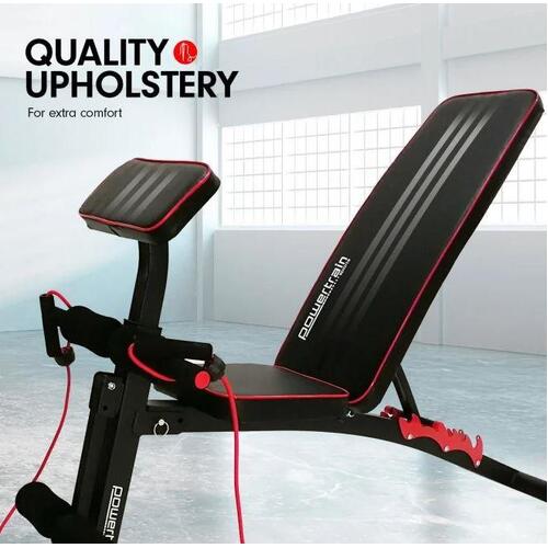 powertaain adjustable fid home gym bench with preacher curl pad