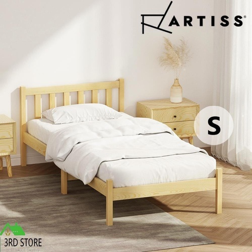 Artiss Bed Frame Wooden Single Size SOFIE Pine Timber Mattress Base OAK