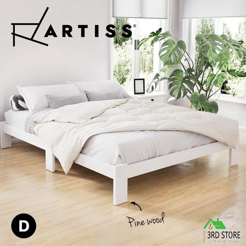 Artiss Bed Frame Double Size Wooden Bed Base JADE Timber Foundation Mattress