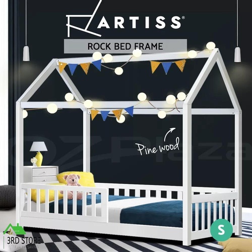 Artiss Wooden Bed Frame Single Size Mattress Base Pine Timber Platform White