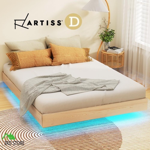 Artiss Bed Frame Double Size Floating Wooden Mattress Base Platform Timber ODIN