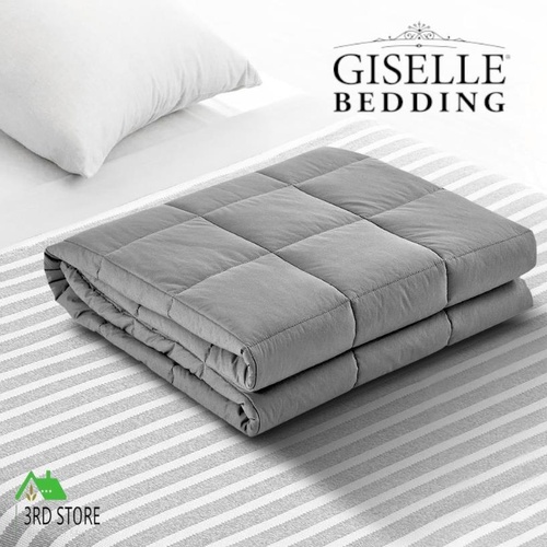 Giselle Bedding 9KG Cotton Weighted Blanket Heavy Gravity Deep Relax Adult Light Grey
