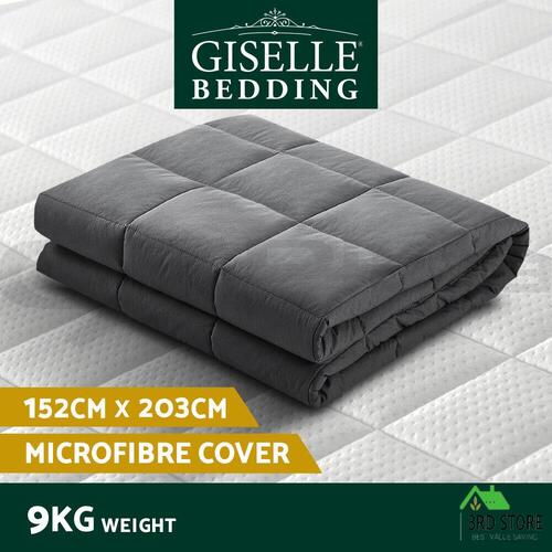 Giselle Weighted Blanket 9KG Heavy Gravity Microfibre Kids Adult Deep Relax Grey