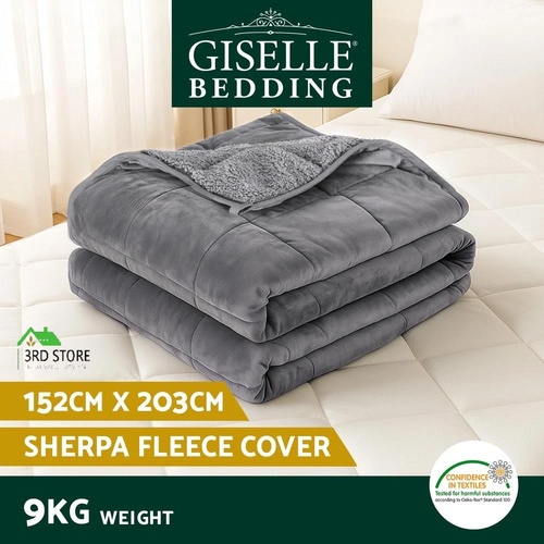 Giselle 9KG Weighted Blanket Adults Kid Anti Anxiety Gravity Blankets Sherpa Fleece