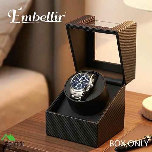 Embellir Watch Winder Box Automatic Single Quiet Carbon Fibre Black