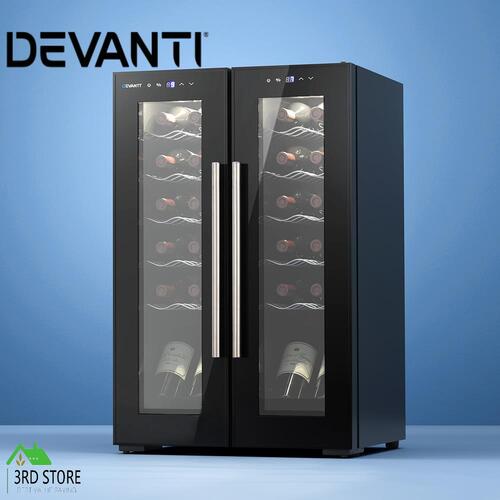 RETURNs Devanti Wine Cooler Fridge Compressor Dual Zone Cellar Chiller Home 24 Bottles