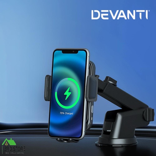 Devanti Wireless Car Charger Fast Charging Car Mount Vent Suction cup