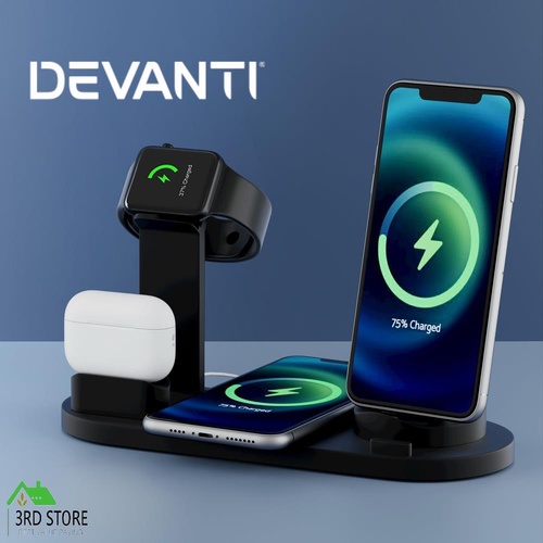 Devanti 4 in 1 Wireless Charger Multi-function Station for Phone Airpod iWatch 15W
