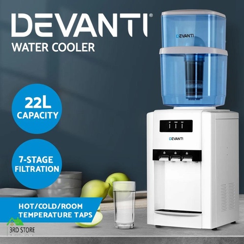 RETURNs Devanti 22L Bench Top Water Cooler Dispenser Hot Cold Filter Purifier Three Taps