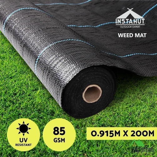Instahut 0.915x 200m Weedmat Weed Control Mat Matting Woven Fabric Plants