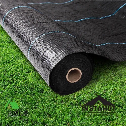 Instahut 1.83m X 100m Weedmat Weed Control Mat Woven Fabric Gardening Plant PE