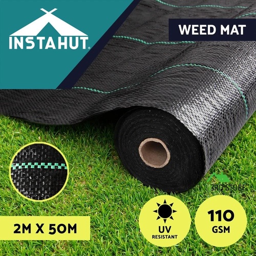 Instahut 2x50m Weed Mat 110GSM Weed Control Mat Plant