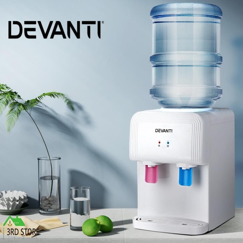 Devanti Water Cooler Dispenser Bench Top Cold Hot Two Taps Instant Machine White