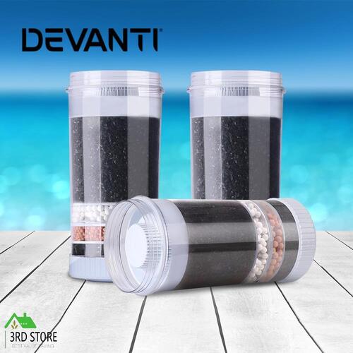 Devanti Water Cooler Dispenser Tap Filter Purifier 6-Stage Carbon Mineral 3 Pack