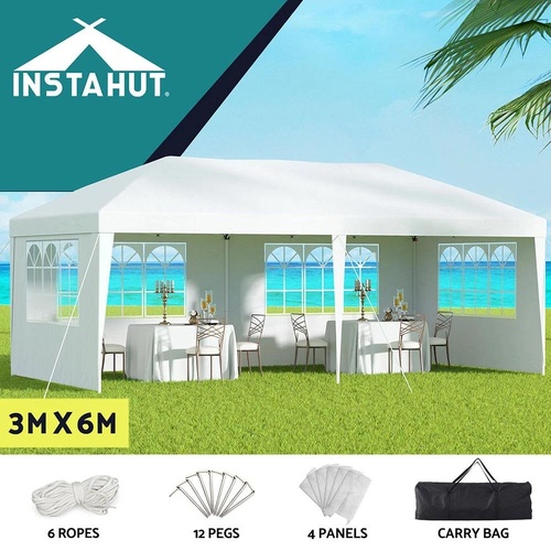 Instahut Gazebo Pop Up Marquee 3x6m Wedding Party Outdoor Camping Canopy White