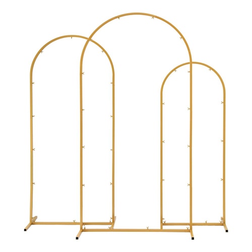 Wedding Arch Backdrop Stand Set of 3 Gold Metal Wedding Arched Frame, Easy to Assemble, Stable Balloon Arch Standfor Wedding, Baby Shower, Party Decor
