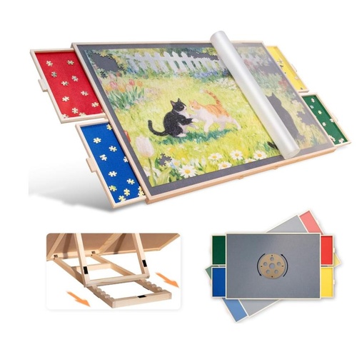 Tilting Rotating Puzzle Board Table - 1500 Pieces Puzzle Table with Non-Slip Tab