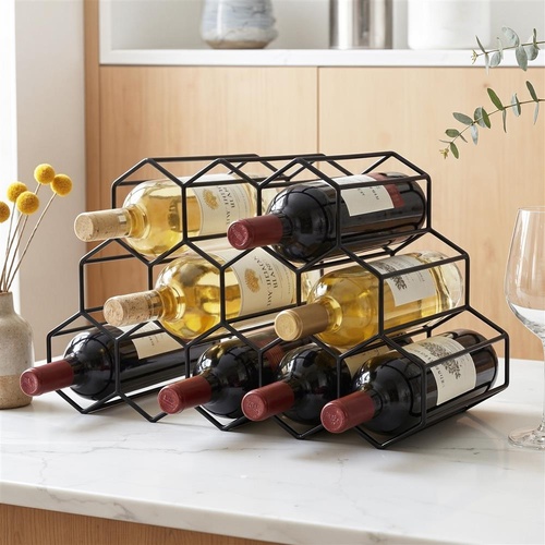 Artiss Wine Rack Metal 12 Bottle No Assembly Required Black