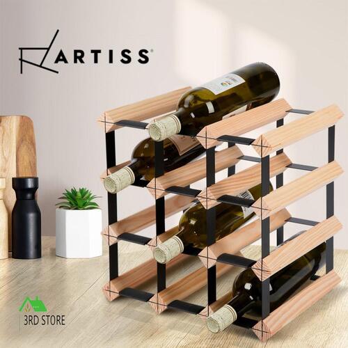 Artiss 12 Bottle Wine Rack Storage Timber Wooden Wall Racks Organiser Cellar