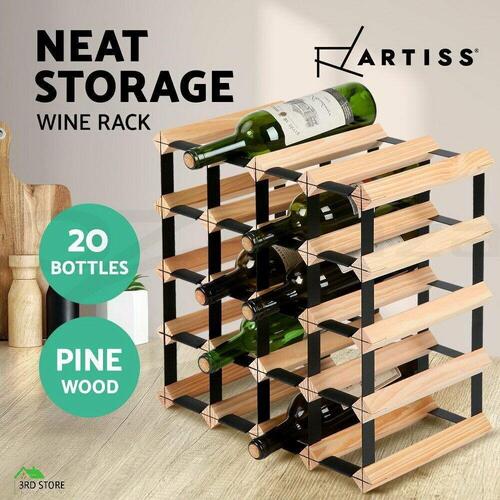 Artiss 20 Bottle Timber Wine Rack Wooden Storage System Cellar Organiser Stand