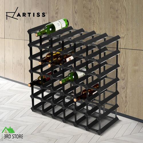 RETURNs Artiss 42 Bottle Timber Wine Rack Wooden Storage Wall Racks Holders Cellar Black