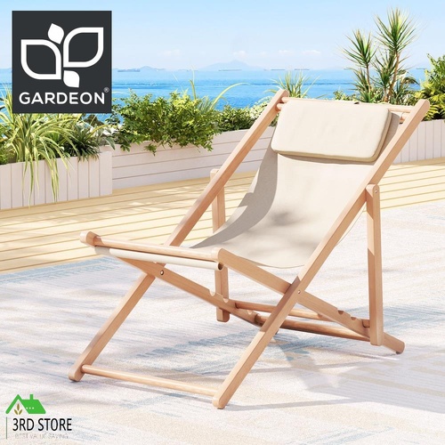 Gardeon Outdoor Chairs Sun Lounge Chair Folding Wooden Patio Furniture Beach