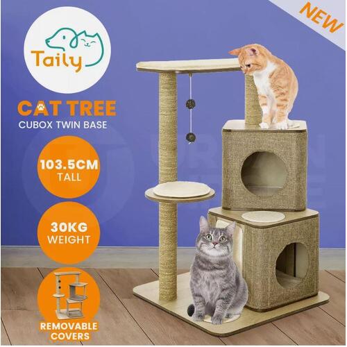 Taily Cat Tree Tower Scratching Post Scratcher Wood Cat Condo House Bed Cats Toy