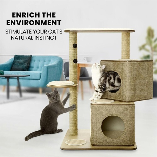 Taily Cat Tree Tower Scratching Post Scratcher Wood Cat Condo House Bed Cats Toy