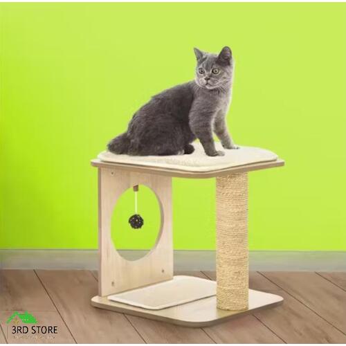 Taily Cat Tree Scratcher Play Stool Scratching Post Pole Cats Wood Furniture Toy