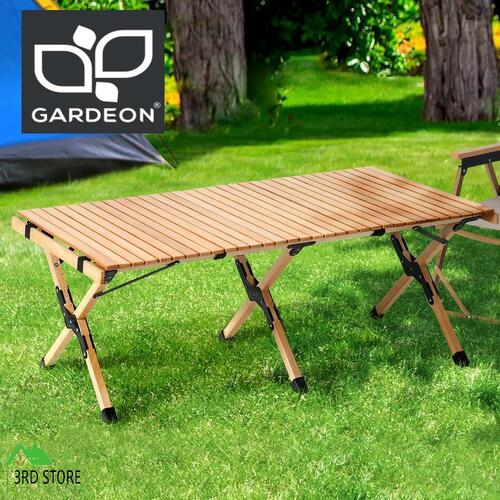 Gardeon Outdoor Furniture Wooden Egg Roll Picnic Table Camping Desk 120CM