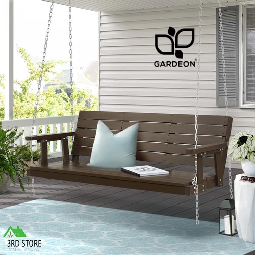 Gardeon Porch Swing Chair with Chain Outdoor Furniture 3 Seater Bench Wooden Brown