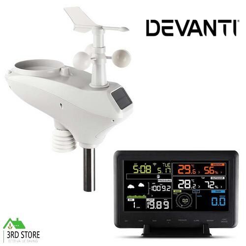 Devanti Weather Station Indoor Outdoor Wireless WiFi Rain Gauge Solar Sensor UV