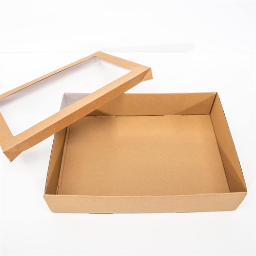 Deliciously Boxed 40 Extra Large Kraft Grazing Boxes with Lids – 450x310x80mm