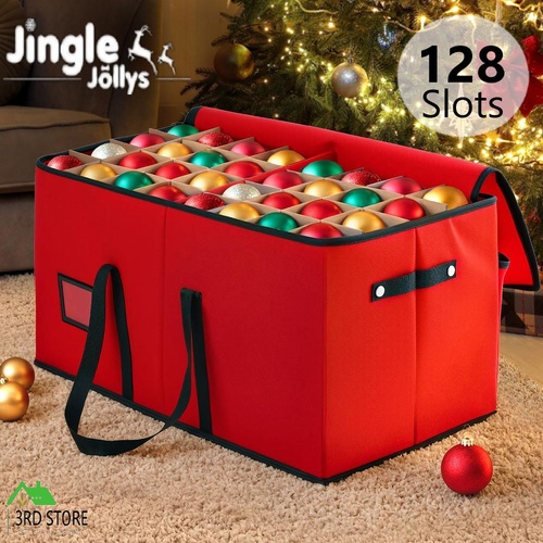 Jingle Jollys Christmas Baubles Storage Box 128 Slots Decor Ornaments Container