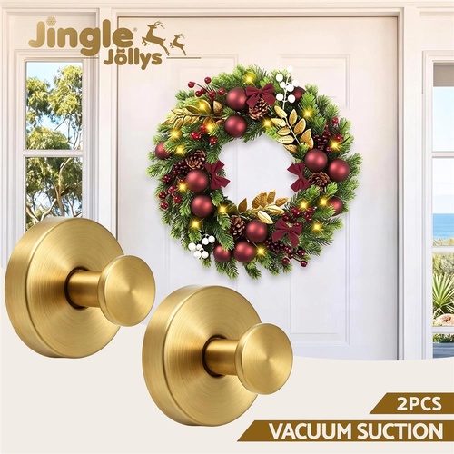 Jingle Jollys 2x Vacuum Suction Cup Christmas Wreath Hook Stainless Steel Heavy Duty 5kg